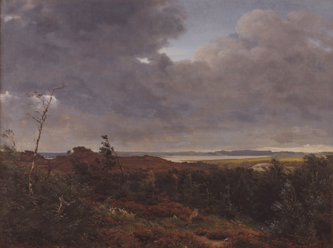 Utsikt over Frederiksværk fra Tisvilde Wood, Nordsjælland av P.C. Skovgaard