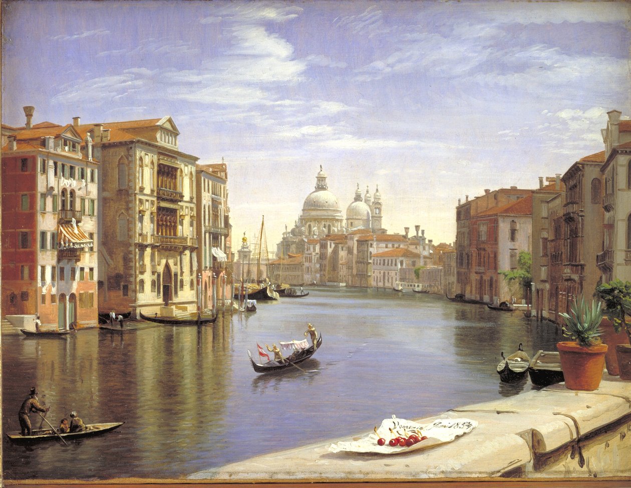 Utsikt over Canal Grande, Venezia. I bakgrunnen S. Maria della Salute av P.C. Skovgaard