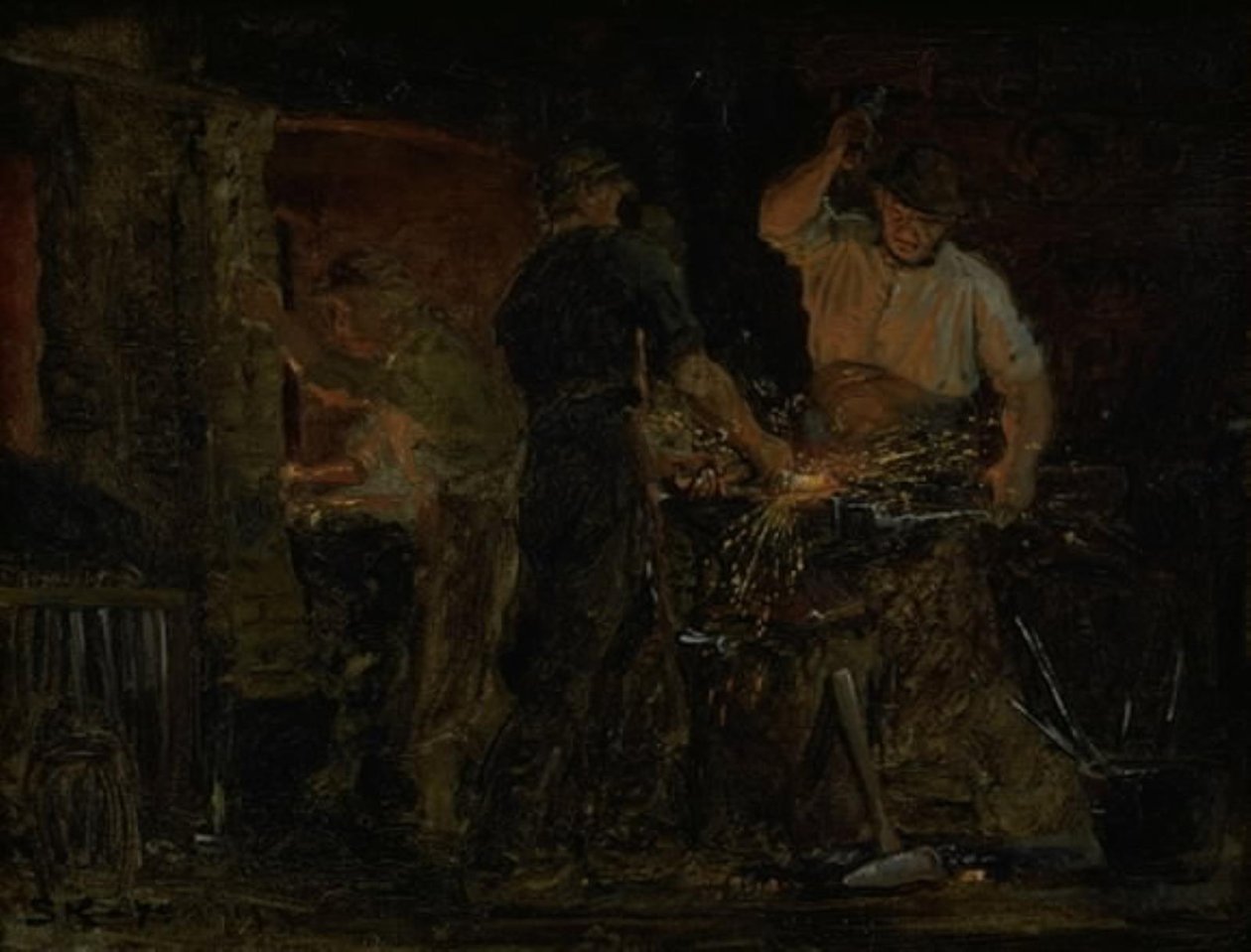En smedje i Hornbæk av Peder Severin Krøyer