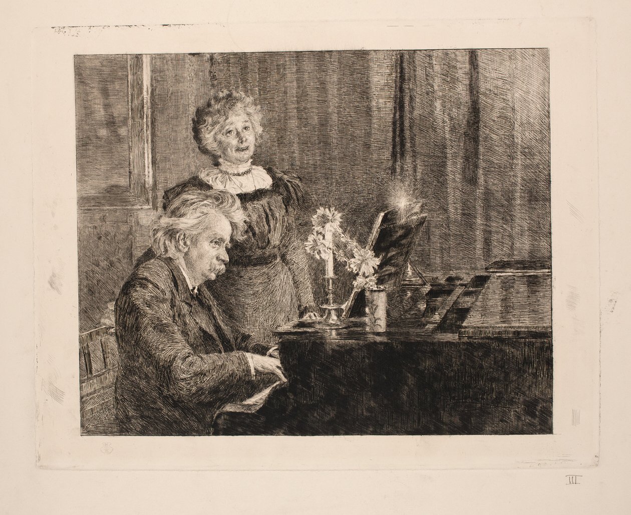 Edvard og Nina Grieg ved pianoet av Peder Severin Krøyer