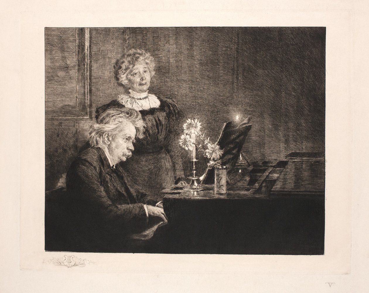 Edvard og Nina Grieg ved pianoet av Peder Severin Krøyer