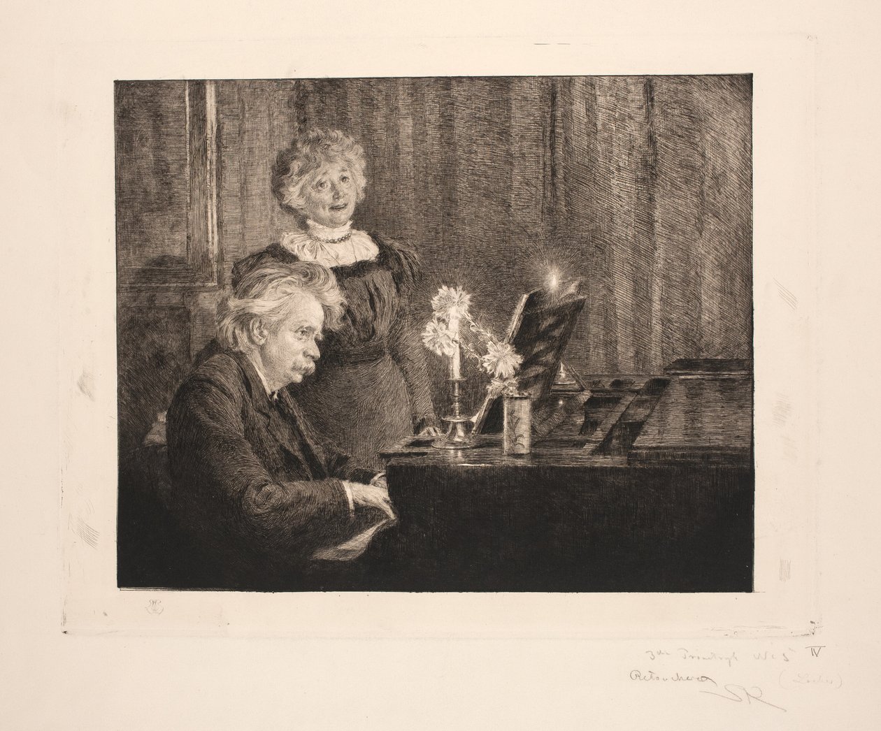 Edvard og Nina Grieg ved pianoet av Peder Severin Krøyer