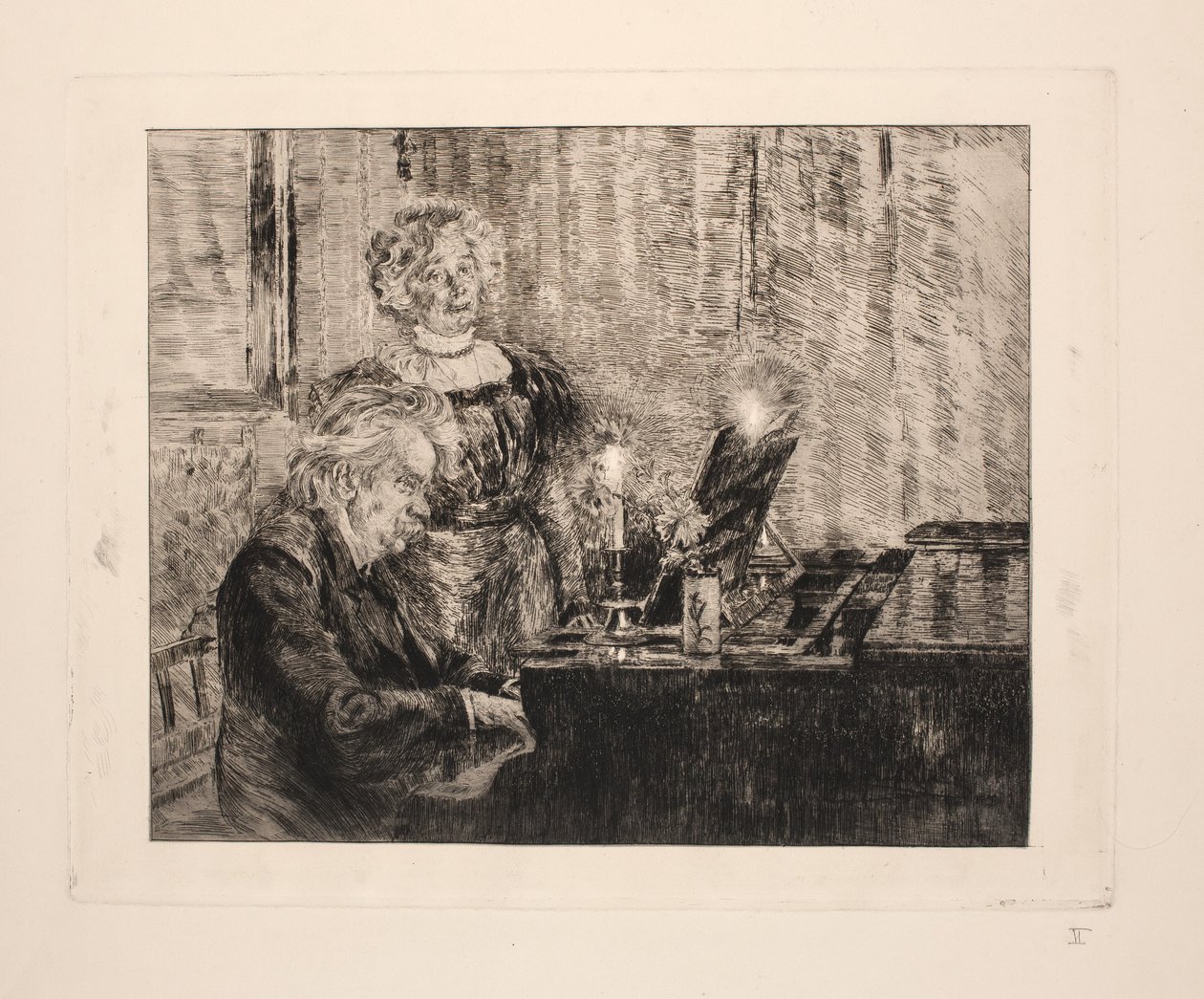 Edvard og Nina Grieg ved pianoet av Peder Severin Krøyer