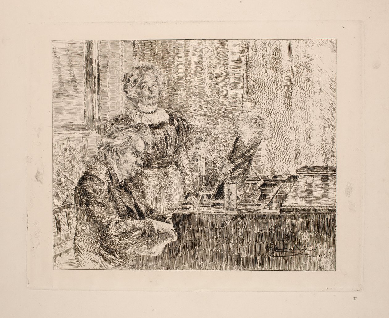 Edvard og Nina Grieg ved pianoet av Peder Severin Krøyer