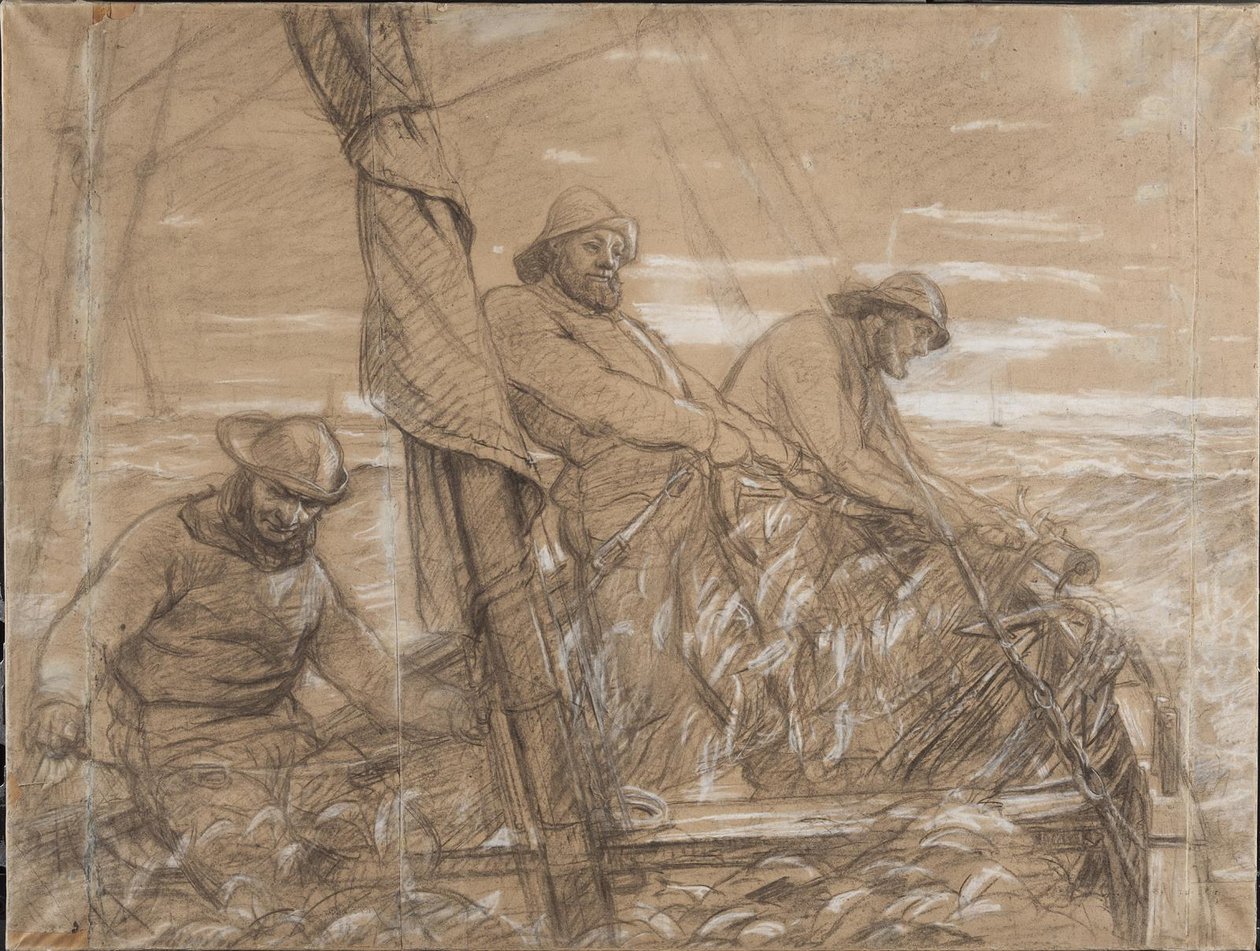 Hornbækfiskere på sildefangst. Tidlig morgen av Peder Severin Krøyer