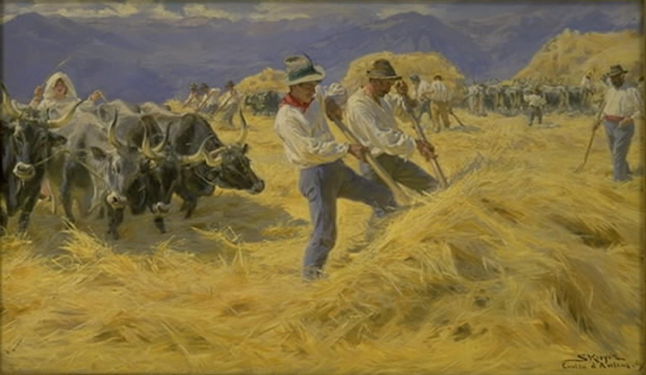 Tresking i Abruzzi. Byen Antino av Peder Severin Krøyer