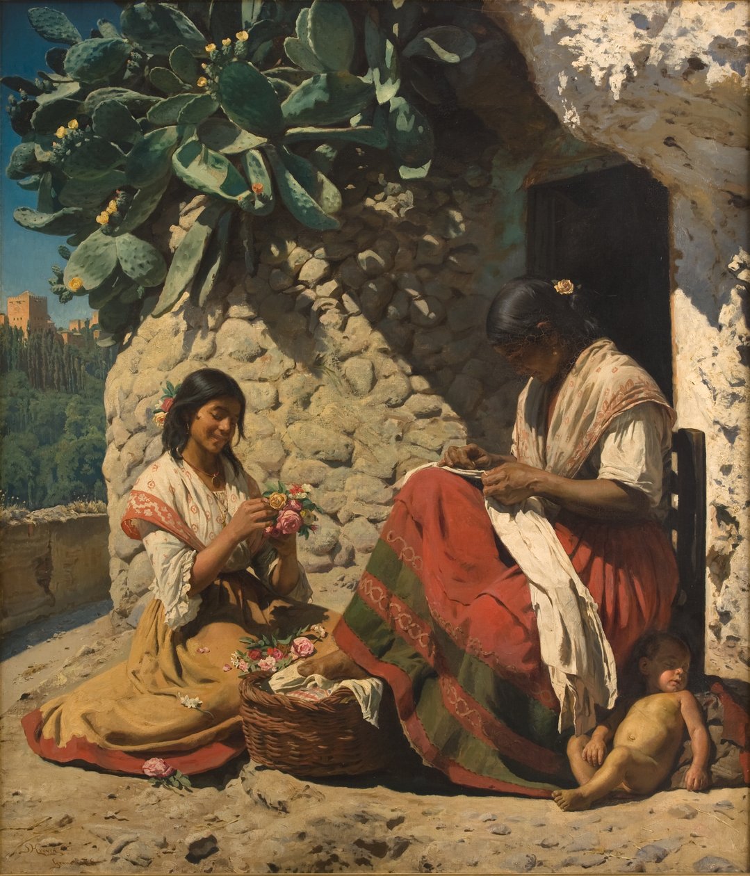 To sigøynerkvinner utenfor hytten deres. Spania av Peder Severin Krøyer