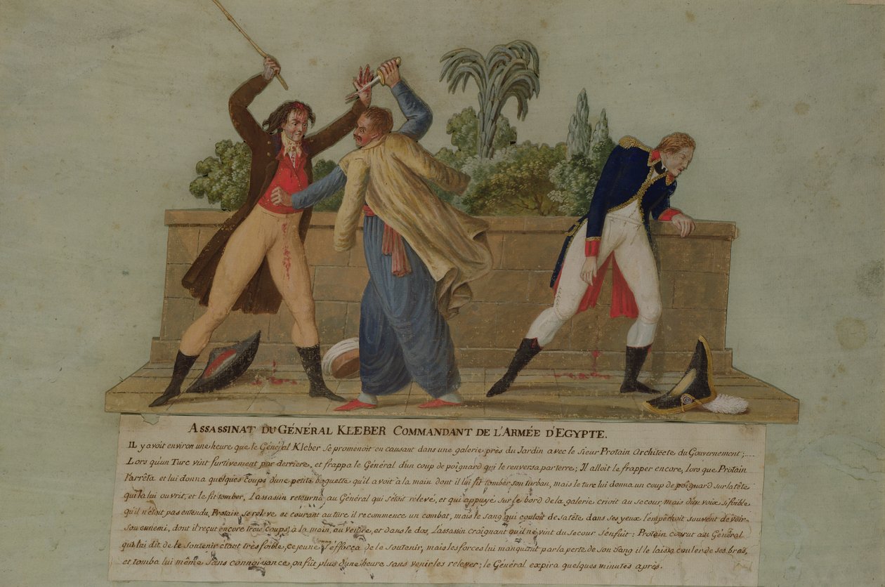 Attentatet på general Kleber av en fanatiker, 14. juni 1800 (gouache) av P. A. and J.B. Lesueur