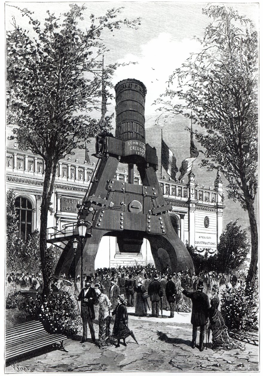 Verdensutstilling i Paris i 1878: Le Creusot Power-hammeren i Champs-de-Mars, 1878 av P. Ferat