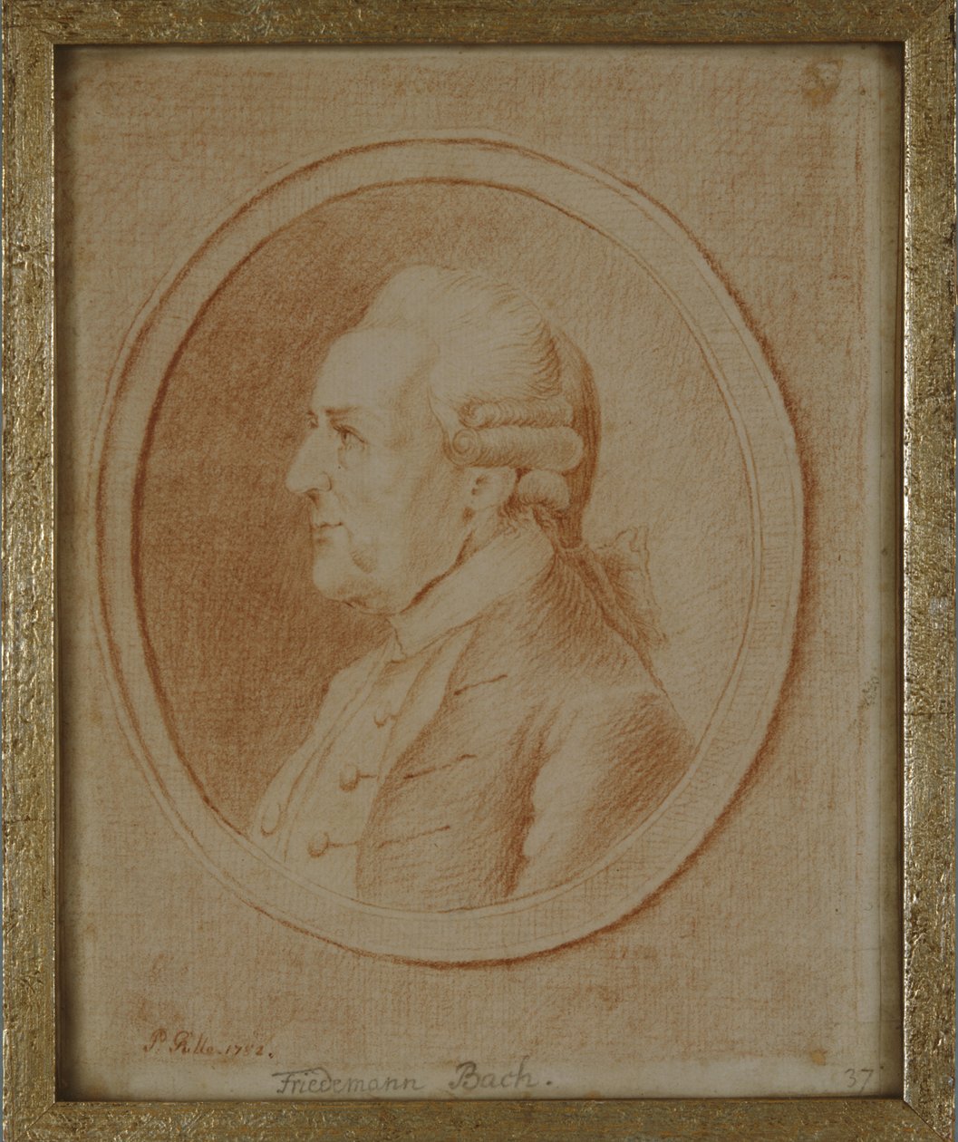 Wilhelm Friedrich Bach, 1782 (rødt kritt på papir) av P. Guelle or Gulle