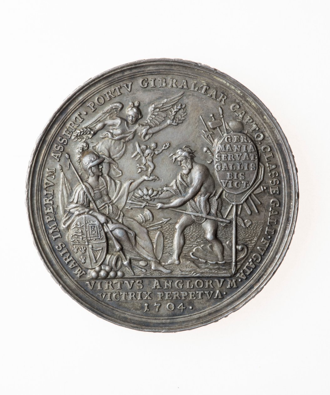 Medalje til minne om britiske seire, 1704 (sølv) av P. H. Muller