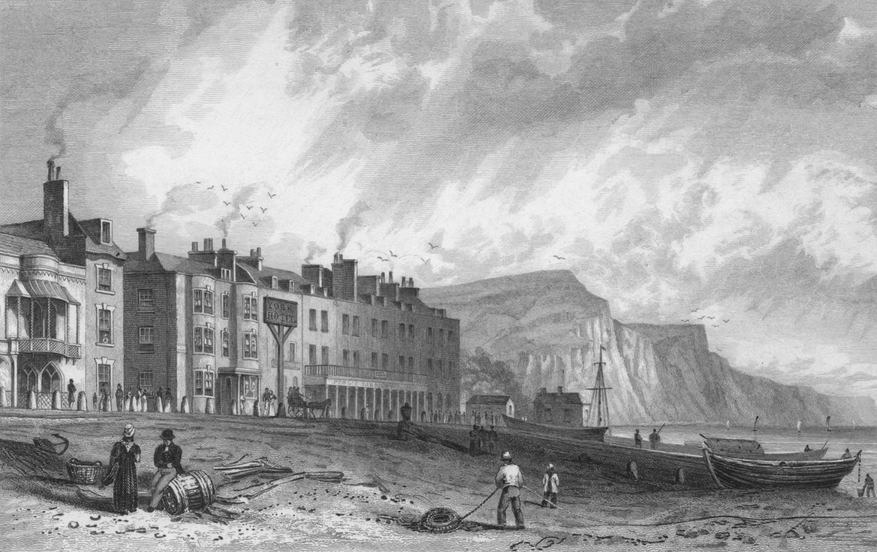 York Hotel og bibliotek, Sidmouth, 1832. av P. Heath
