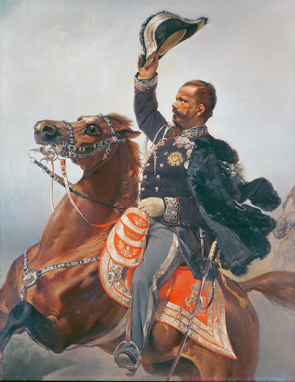 Portrett av Vittorio Emanuele (1820-78) konge av Sardinia og Italia (detalj) av P. Litta