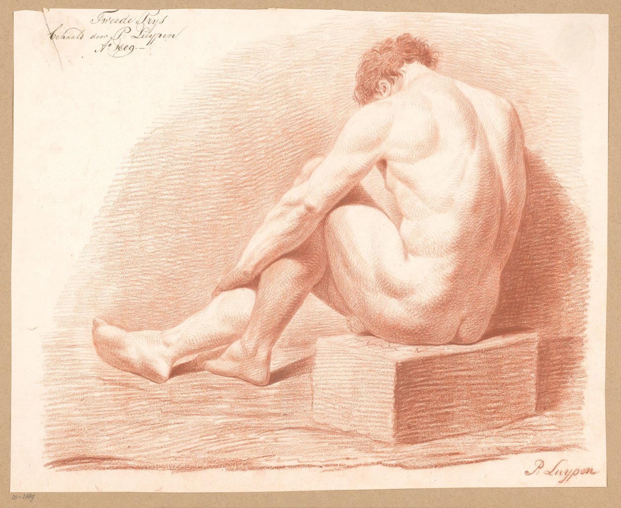 Sittende mann naken, sett fra baksiden (2. pris 1809) av P. Luypen