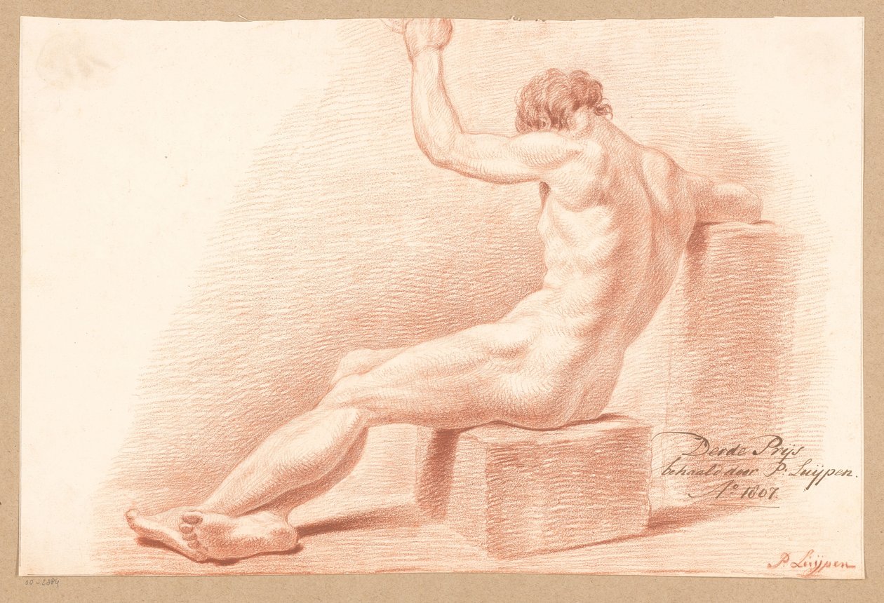 Sittende mann naken, sett fra baksiden (3. pris 1807) av P. Luypen