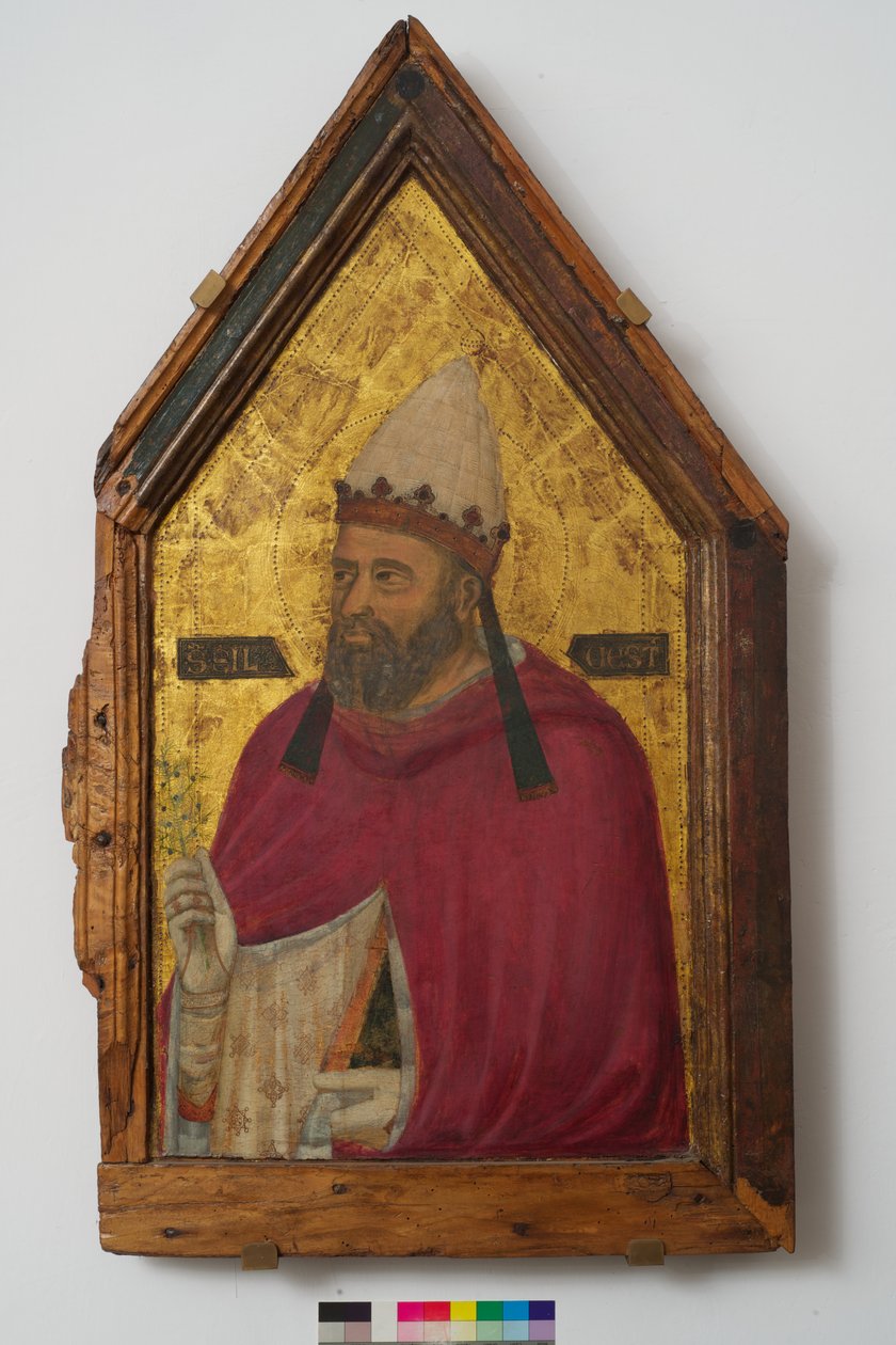 Saint Silvester (tempera på panel) av Pacino di Buonaguida