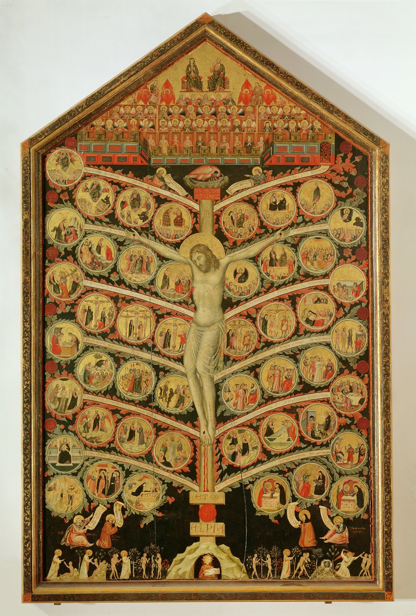 The Tree of Life, ca. 1310 (tempera på panel) (for detaljer se 62294) av Pacino di Buonaguida