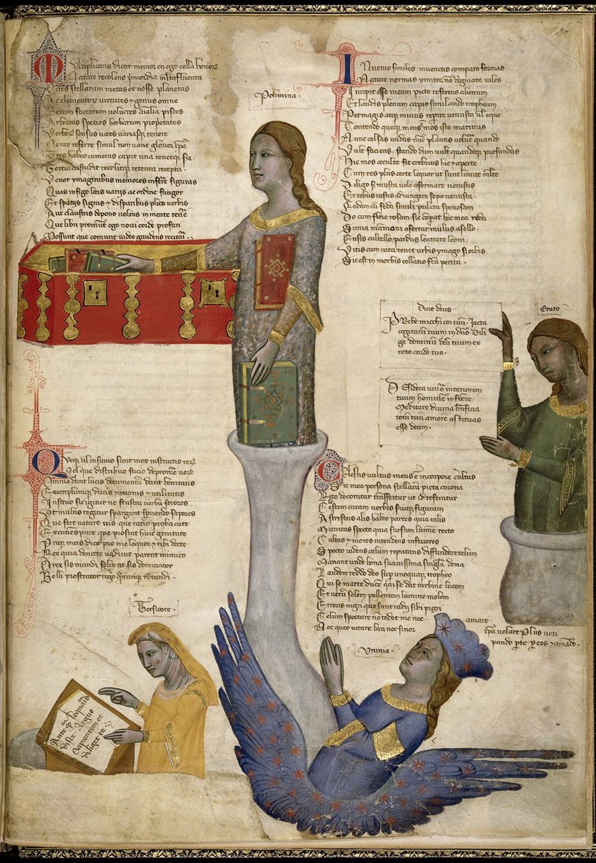 Four Muses From Regissert av Carmina av Convenevole da Prato av Pacino di Buonaguida