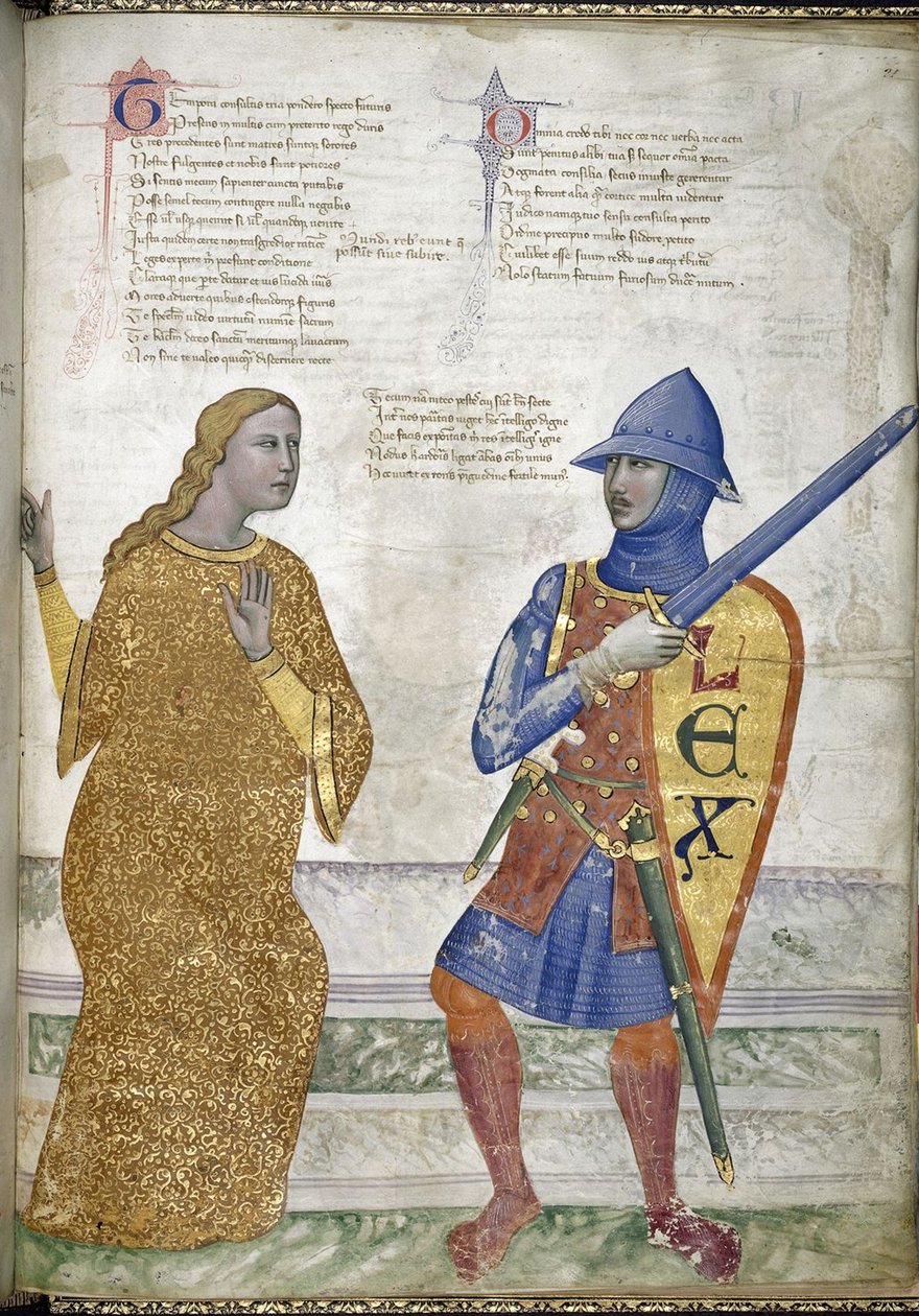 Forsiktighet og rettferdighet fra Regia Carmina av Convenevole da Prato av Pacino di Buonaguida