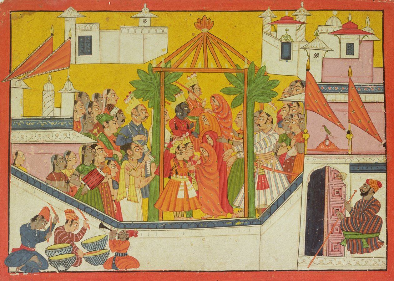 62.2445 Ekteskapet til Rama og hans brødre fra Sangri Ramayana, Kulu-Mandi, Himachal Pradesh, 1760-65 av Pahari School