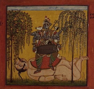 63.1147 Bhadrakali, fra en tantrisk tekst, Basohli, Himachal Pradesh av Pahari School