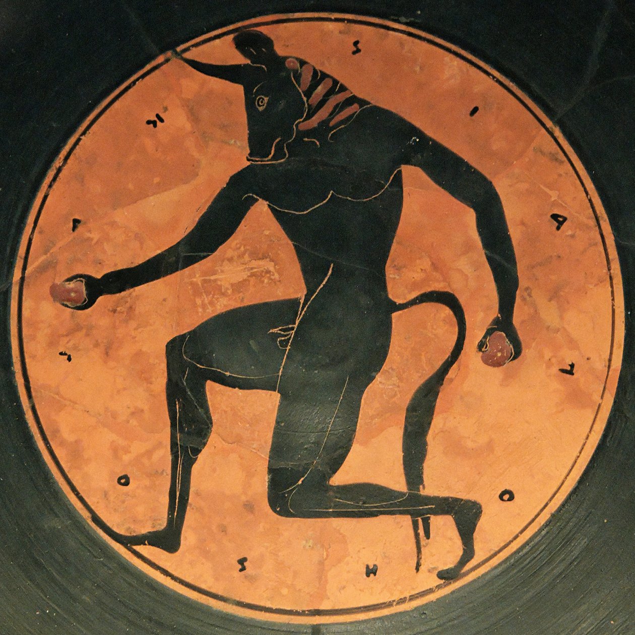 Antikkens gresk keramikk av Minotauren, ca. 515- (keramikk med svarte figurer) av Painter of London E342