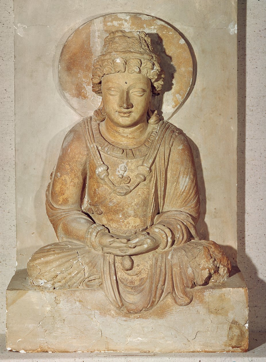 Buddha sittende i meditasjon, fra Gandhara, gresk-buddhistisk stil, 1.-4. århundre av Pakistani School