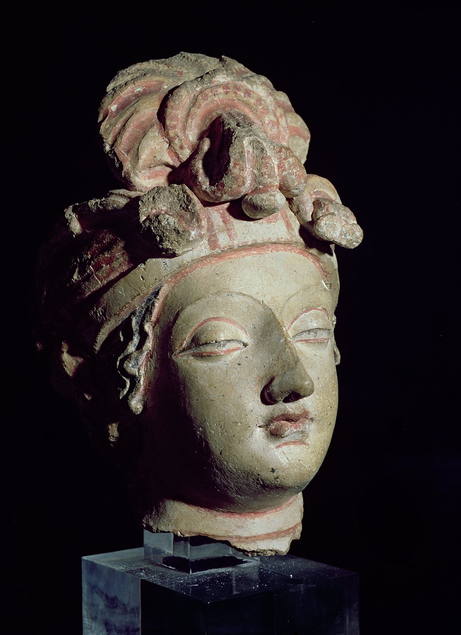 Hode, fra Gandhara, gresk-buddhistisk stil, 1.-4. århundre (stukk) av Pakistani School
