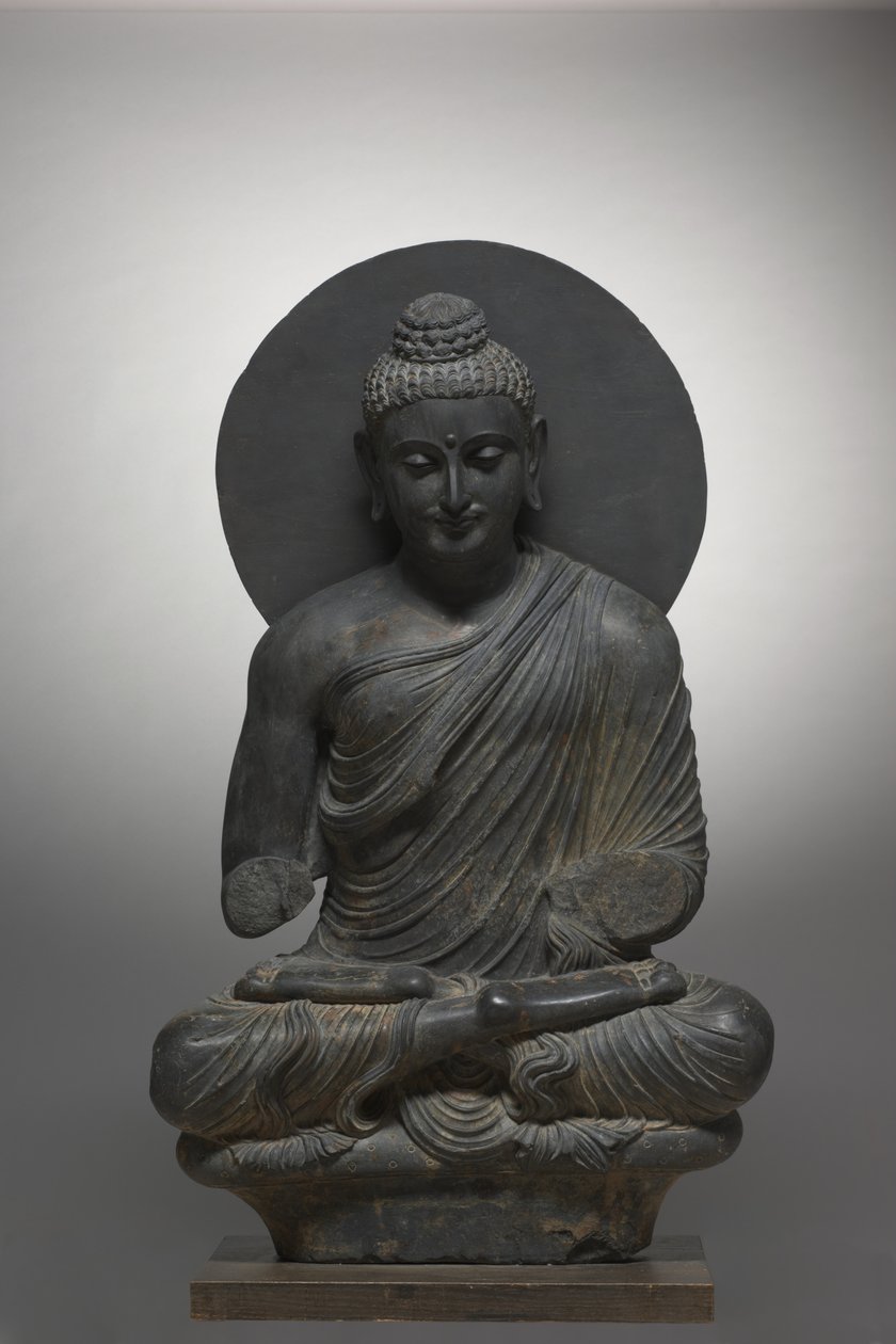 Sittende Buddha, fra Gandhara, Kushan-perioden, 1. halvdel av 3. århundre av Pakistani School