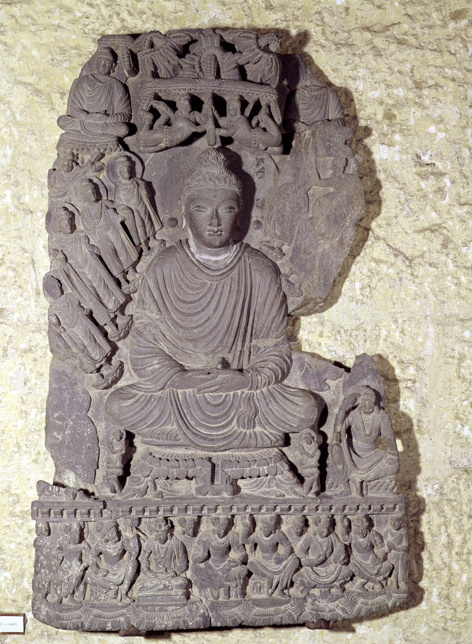 Sittende Buddha i meditasjon, 1.-4. århundre av Pakistani School