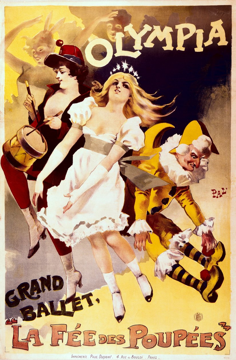 La Fée des Poupées, reklameplakat for den store balletten på Olympia-teatret (farge litho) av Pal (1855 1942)