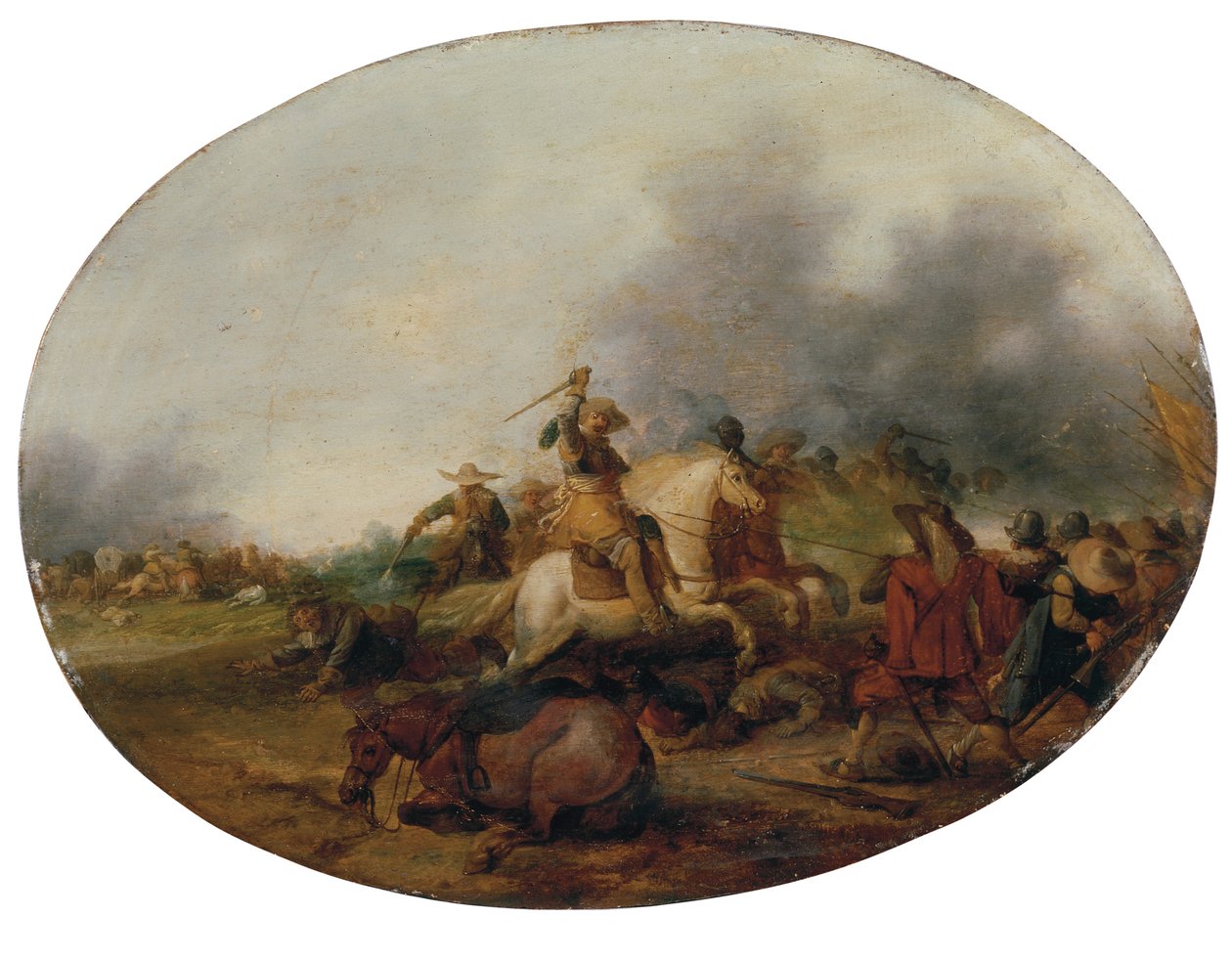 En kavalerikamp med en fallen hest, 1637 av Palamedes Palamedesz