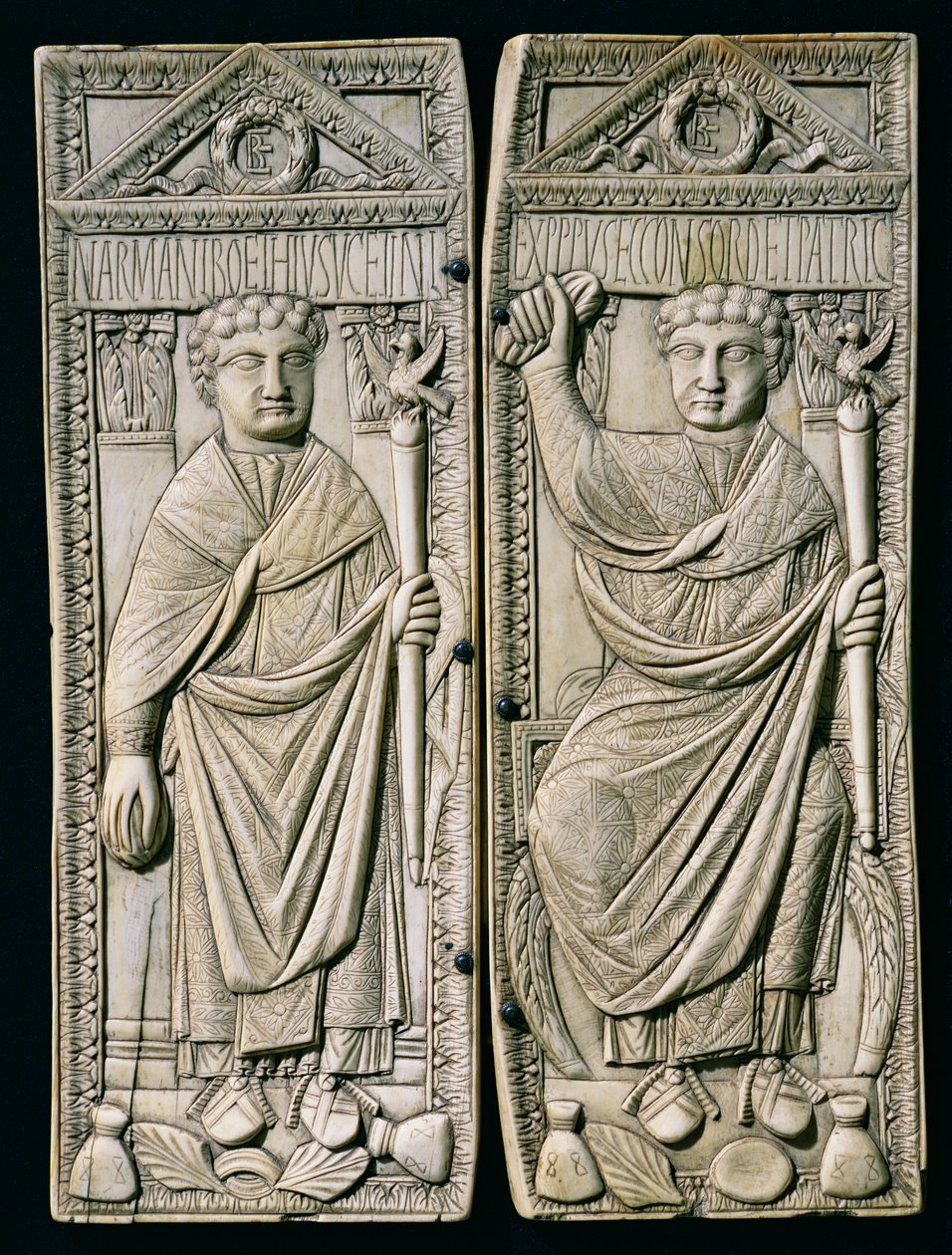 Diptych av Boethius (480-524) Konsul i 487 AD av Paleo Christian