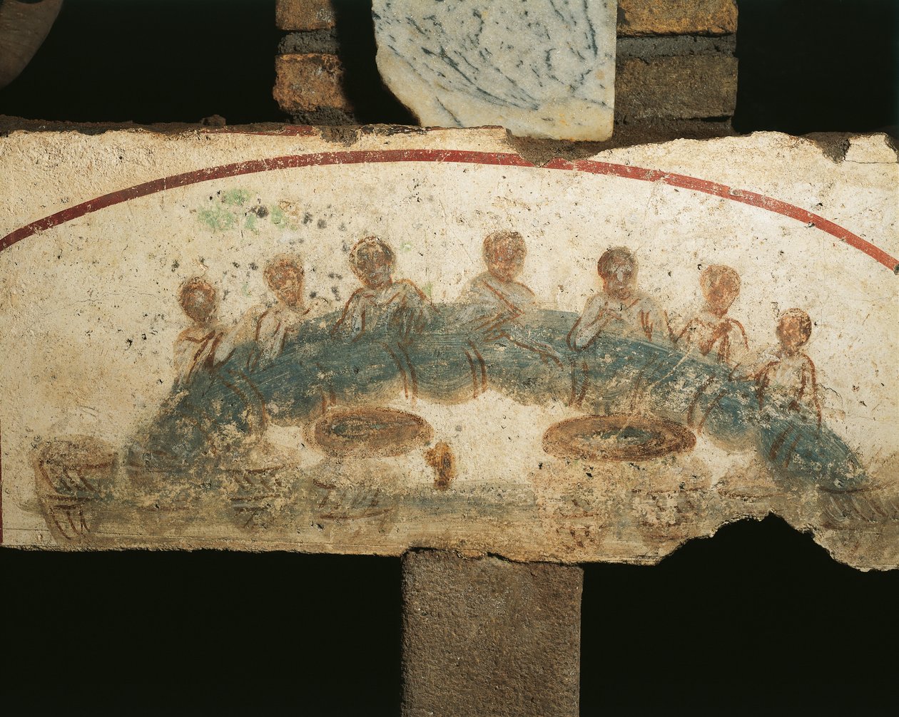 Eukaristisk bankett, Cubicula of the Sacraments (fresco) av Paleo Christian