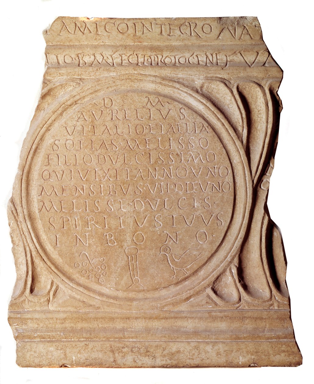 Paleochretiansk kunst: Kristen epitafium av Melissus. Fra Roma, Paris, Louvre-museet av Paleo Christian Paleo Christian