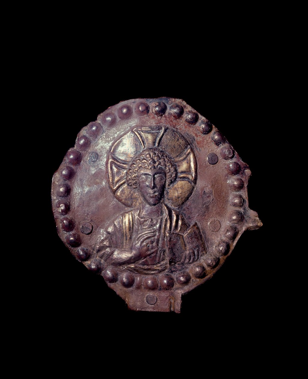 Blessing christ (relieff på medalllion, 5.-6. århundre) av Paleo Christian