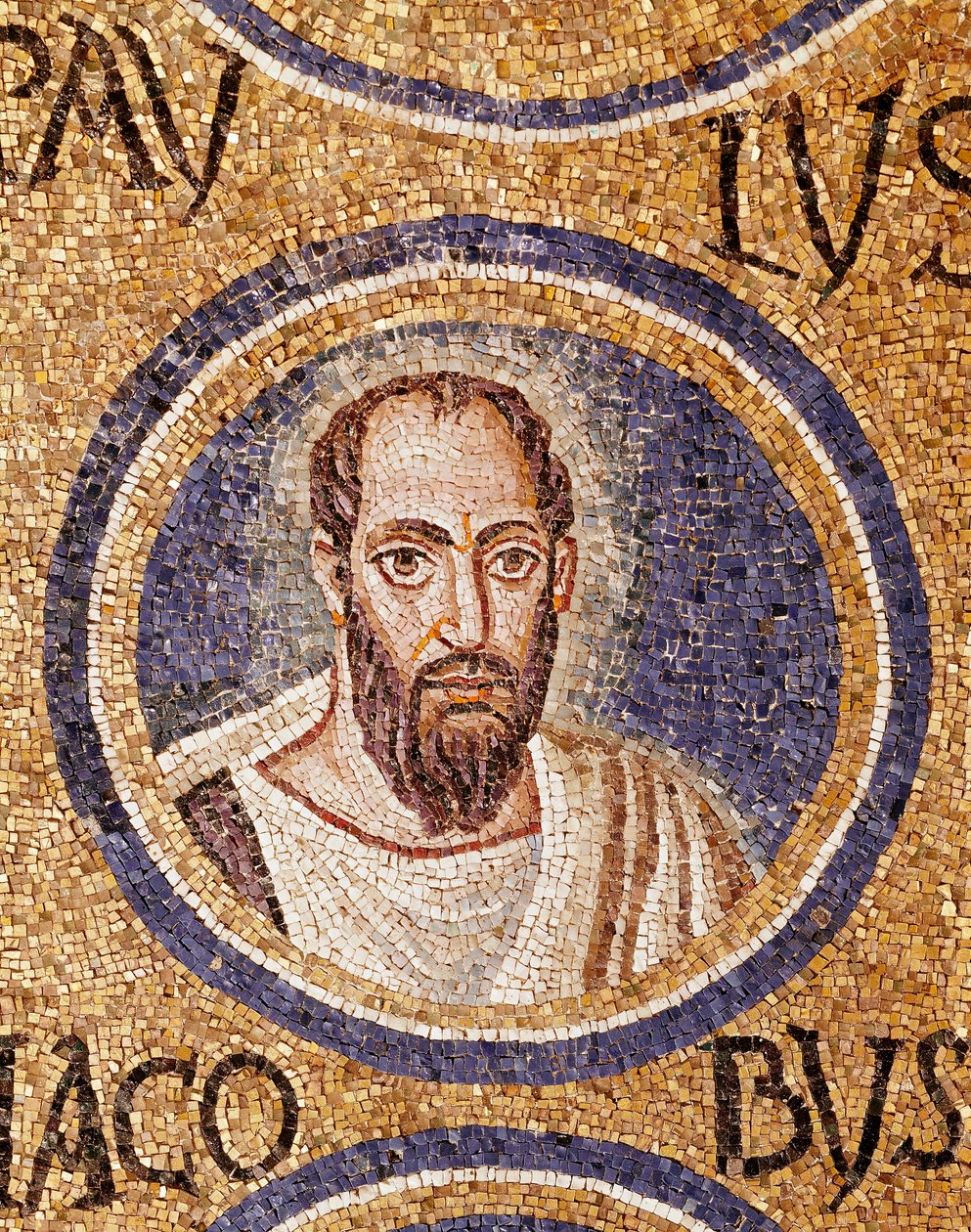 Paleochretian Art: "" Saint Paul"" Mosaikk fra slutten av 500-tallets Ravenna, cappella Arcivescovile (kapellet i Archeveche) av Paleo Christian