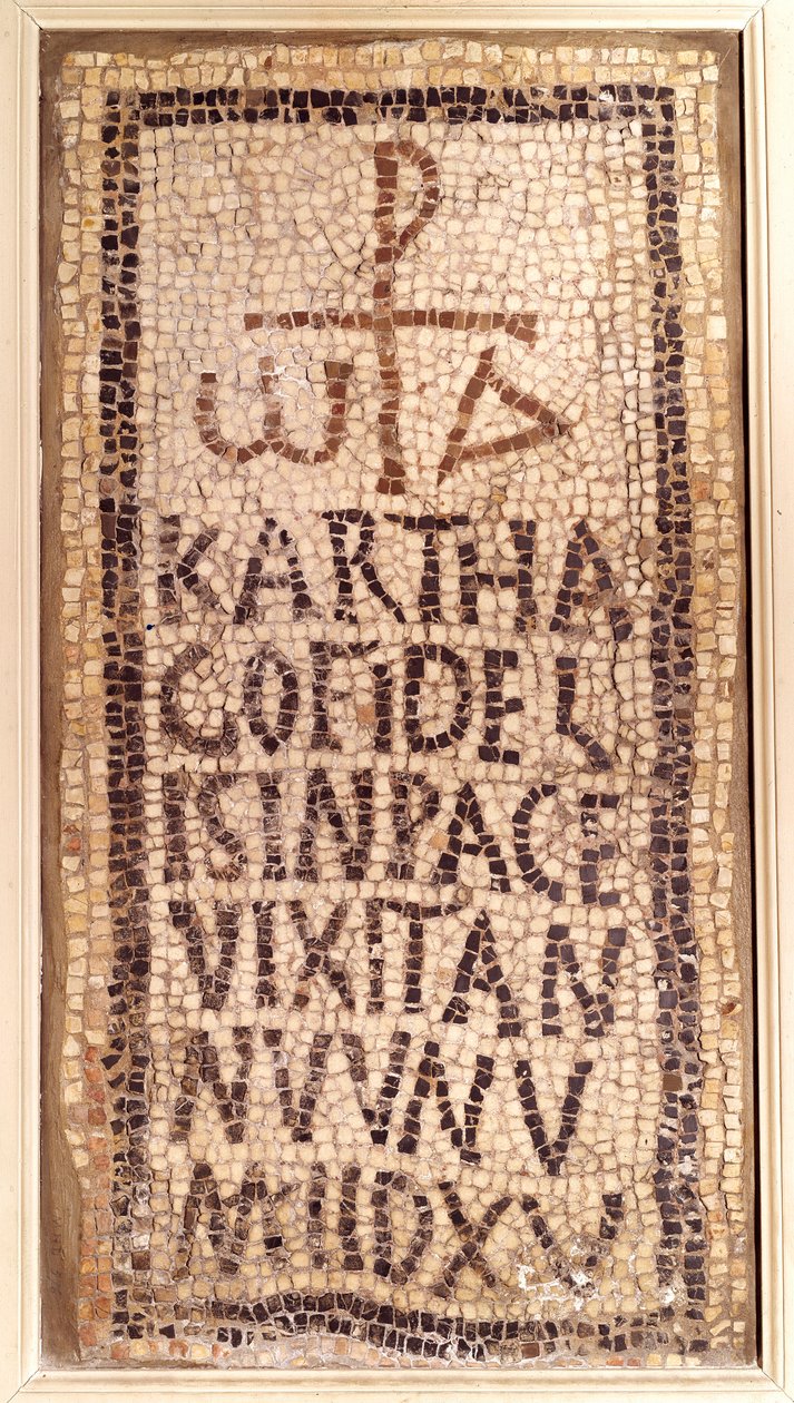 Paleochristian antiquite: begravelsesmosaikk av Karthago, kommer fra ruinene av den gamle Fournos Minus i Tunisia. Slutt 4.-begynnelse 5. århundre etter JC. Paris, Louvre-museet av Paleo Christian