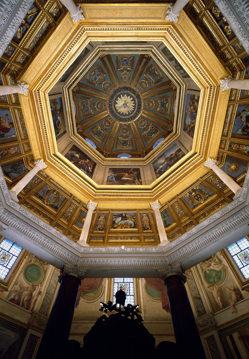 Utsikt over hvelvet inne i det paleokristne dåpskapellet San Giovanni in Laterano (St. John Laterano) (Lateranbaptisteriet eller San Giovanni in Fonte), bygget rundt 440. Roma av Paleo Christian