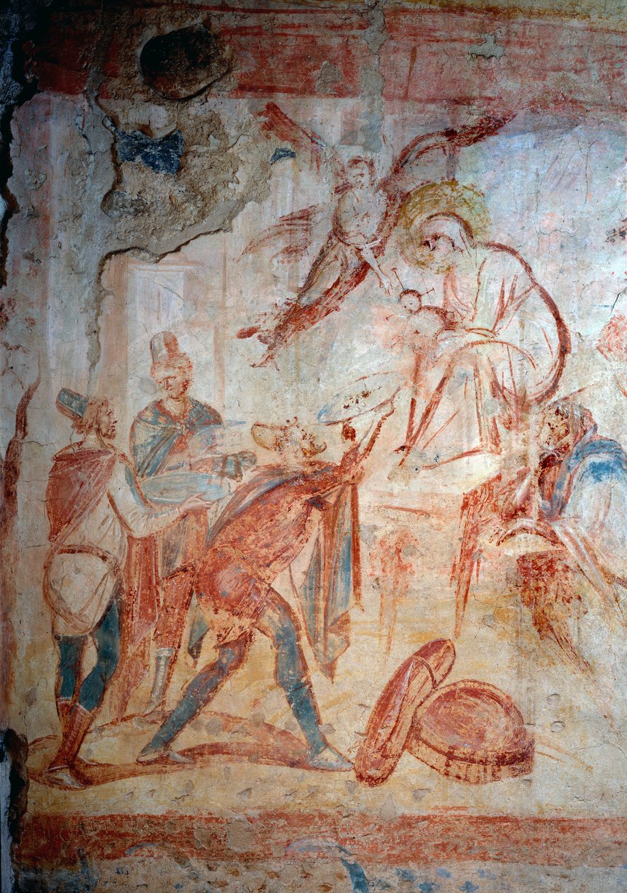 Tilbedelsen av magiene. Fresco, 7.-9. århundre av Paleo Christian Paleo Christian