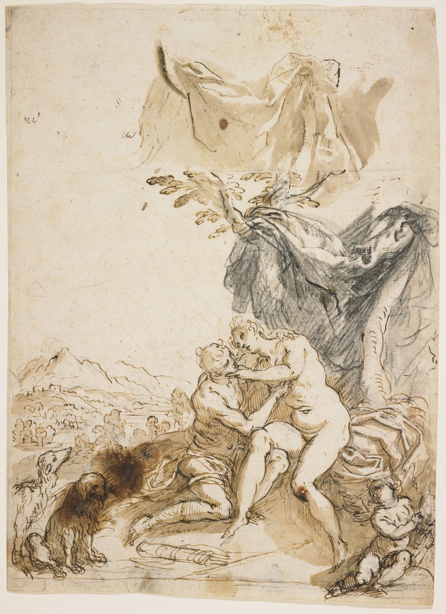 Venus og Adonis, ca. 1620 av Palma Il Giovane