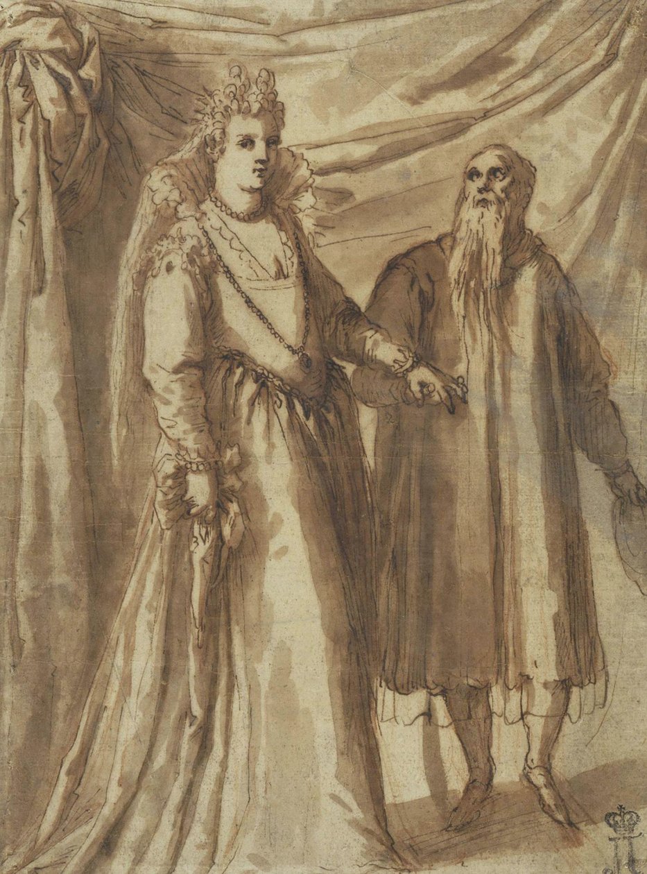 The Presentation of the Bride, ca. 1610 (penn, pensel og indisk blekk på papir) av Palma Il Giovane 1548 1628 Palma Il Giovane 1548 1628