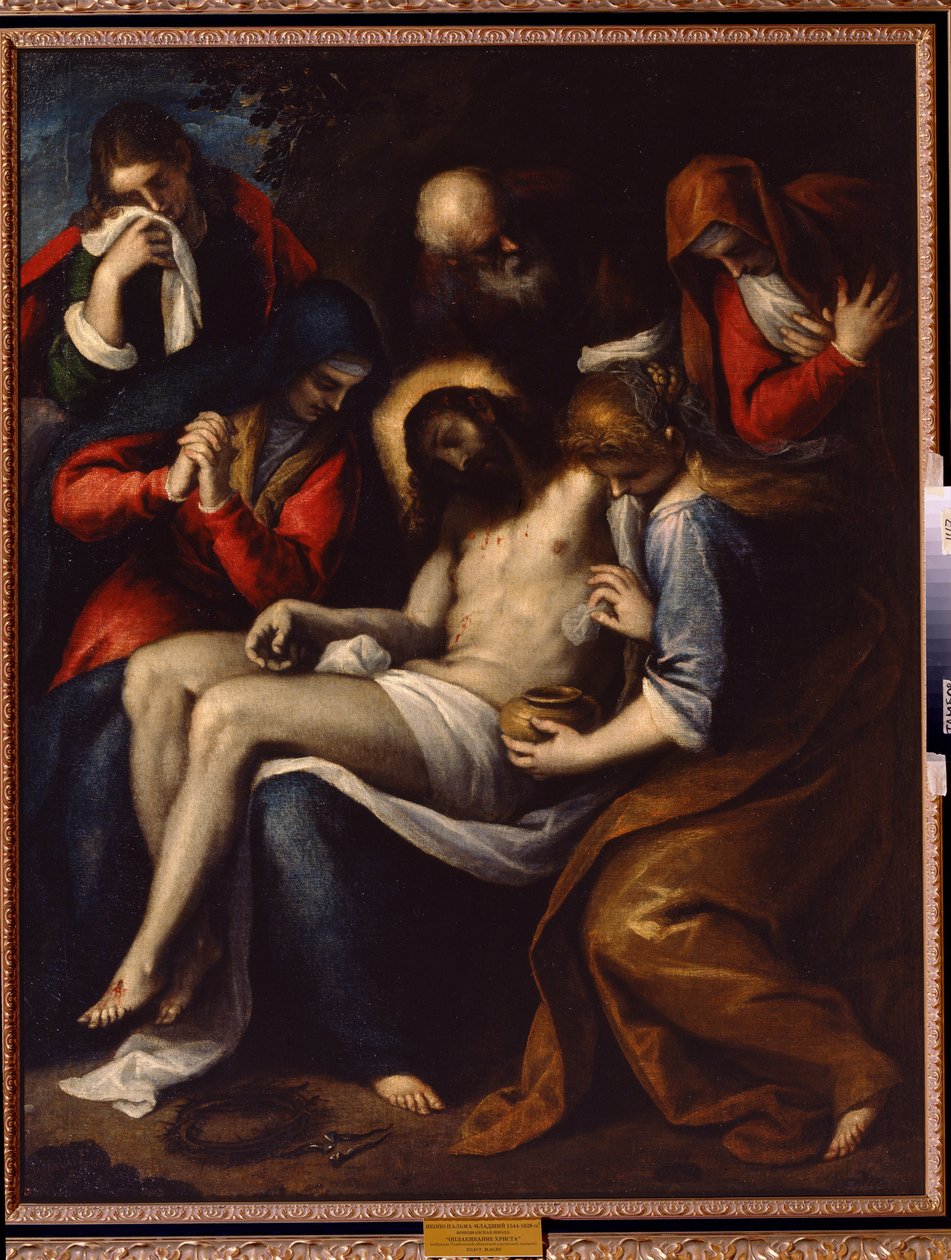 Medlidenhet. Maleri av Jacopo av Antonio Negretti dit Palma le Jeune (Palma den yngre av Palma Il  Giovane