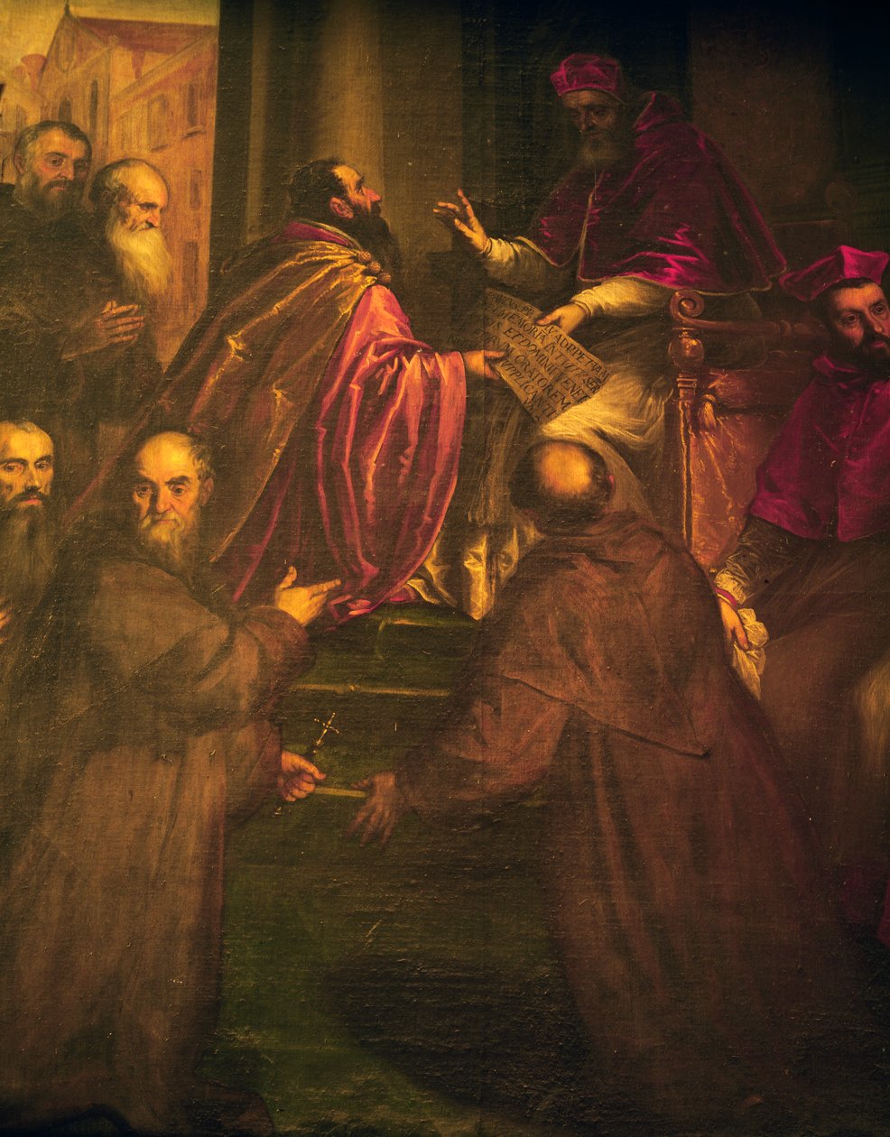 Paul IV leverer den pavelige orienteringen om grunnleggelsen av korsbærerordenen (Crociferi) av Palma Il Giovane
