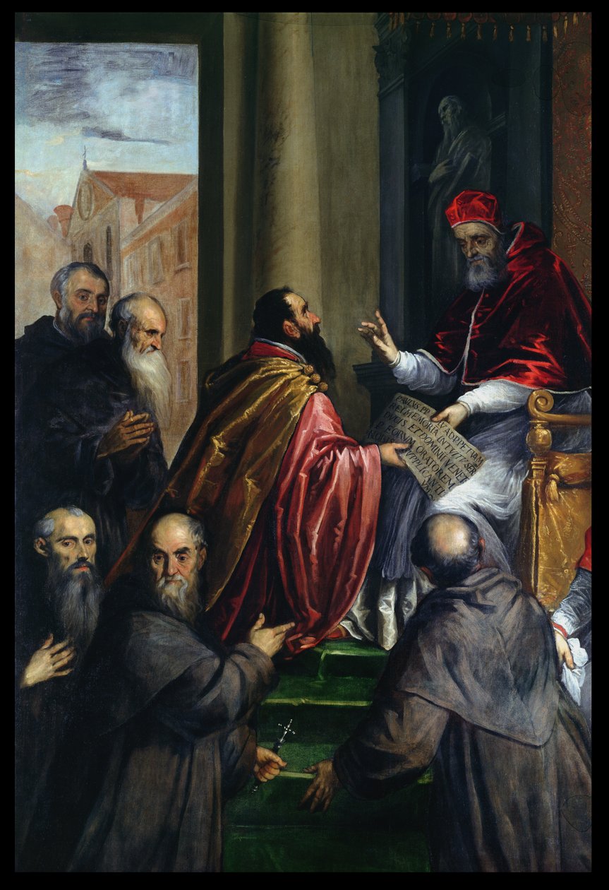 Pave Paul IV overleverer en statutt av Palma Il Giovane
