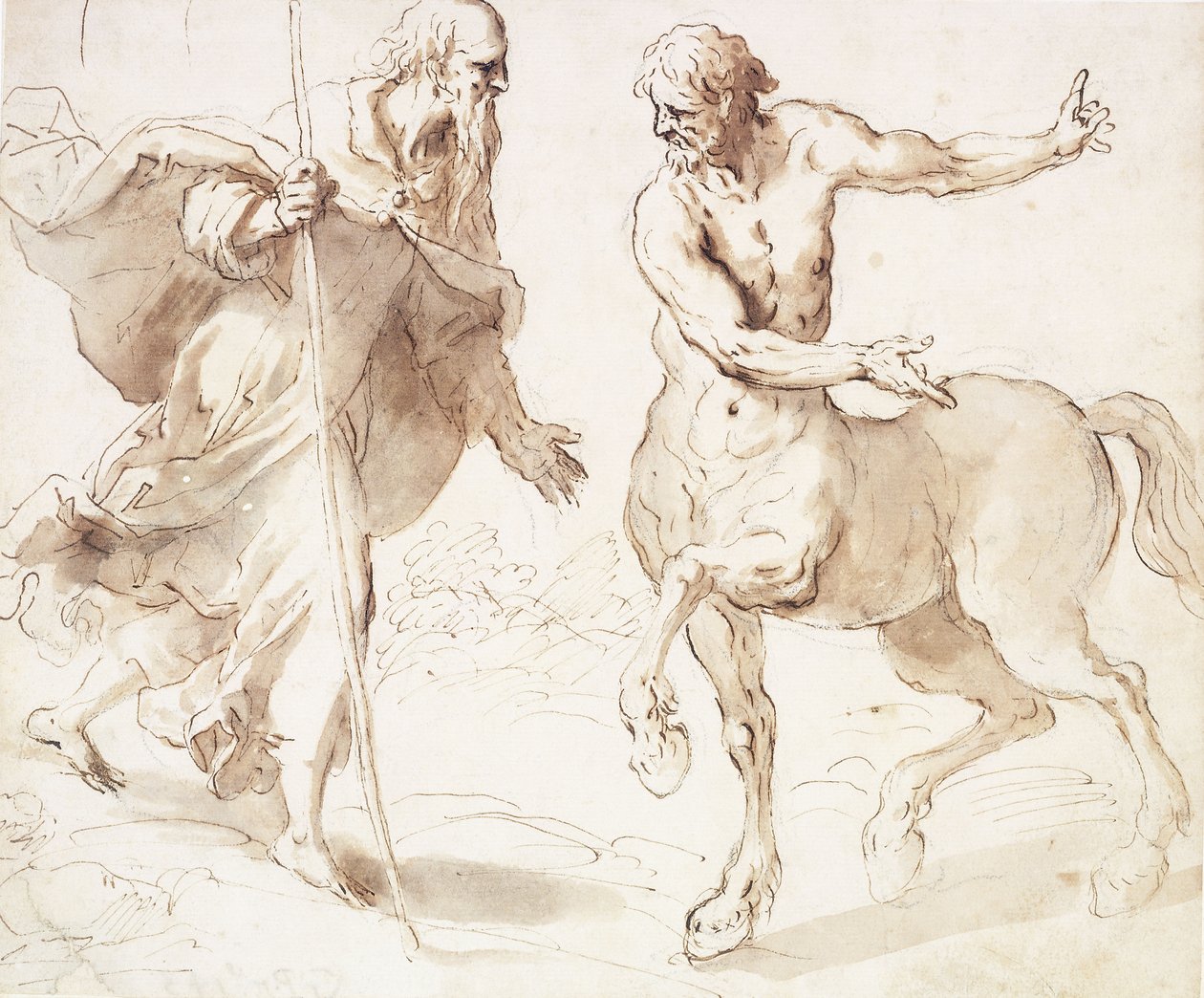 Saint Anthony Abbed spør kentauren om veien, av Palma Il Giovane