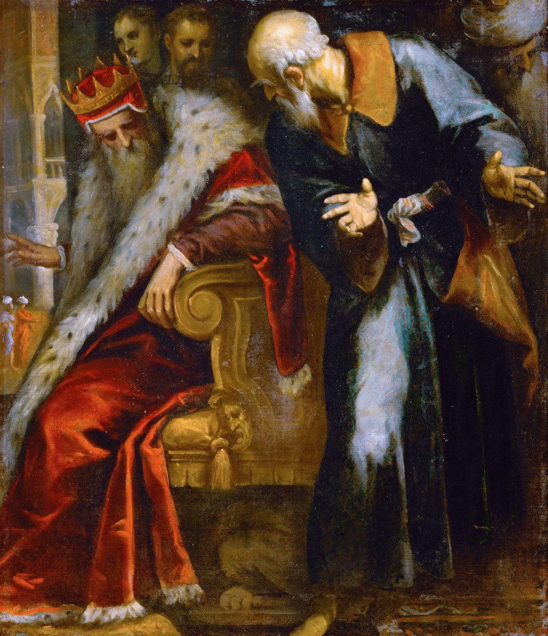 Profeten Nathan irettesetter kong David, av Palma il Giovane, Jacopo, den yngre av Palma Il Giovane