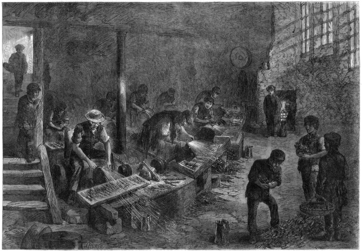 Skroget til gaffelsliperne, produserer Sheffield stål, 1866. av Palmer
