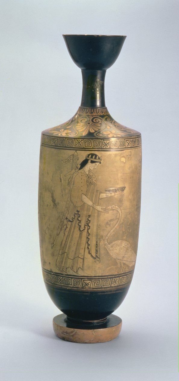 Attic white-ground Lekythos med Artemis og en svane, ca. 490 f.Kr. (keramikk) av Pan Painter