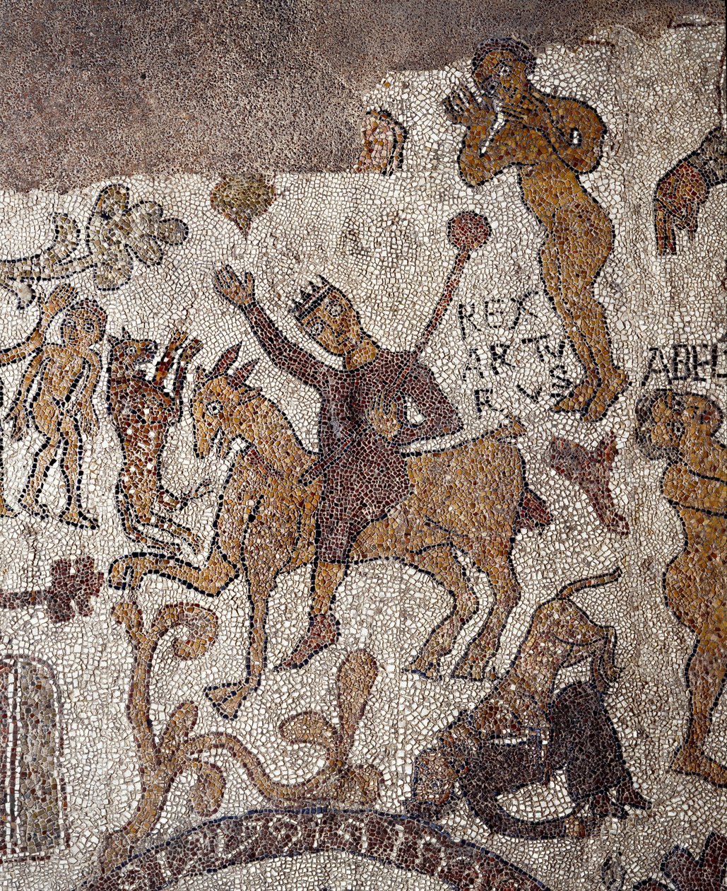 Representasjon av kong Arthur og Perceval. Mosaikk av Pantaleone, prest og mosaikk. 1163-1166. Sentralskipet til katedralen i Otranto (Otranto), Italia av Pantaleon Pantaleon